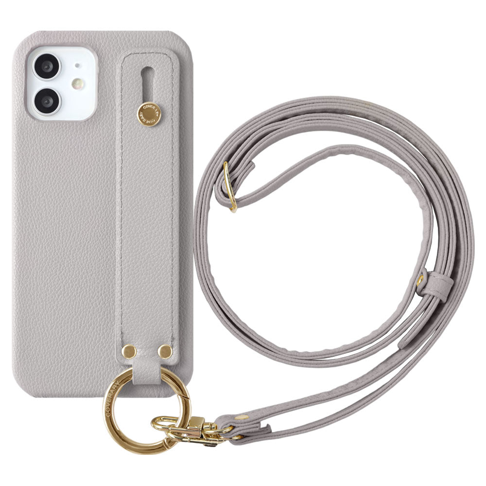 Étui arrière avec ceinture de main et sangle d'épaule en cuir synthétique basique végan pour la série Galaxy