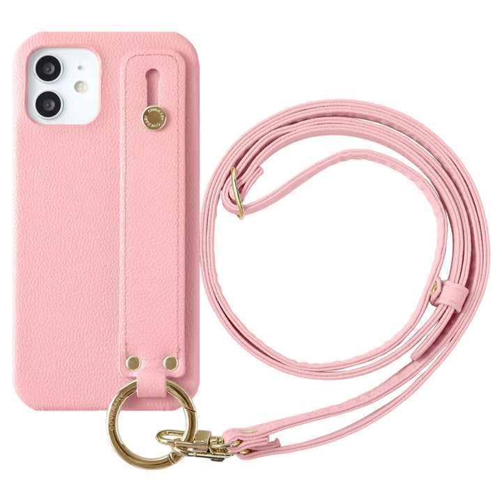 Étui arrière avec ceinture de main et sangle d'épaule en cuir synthétique basique végan pour la série Galaxy