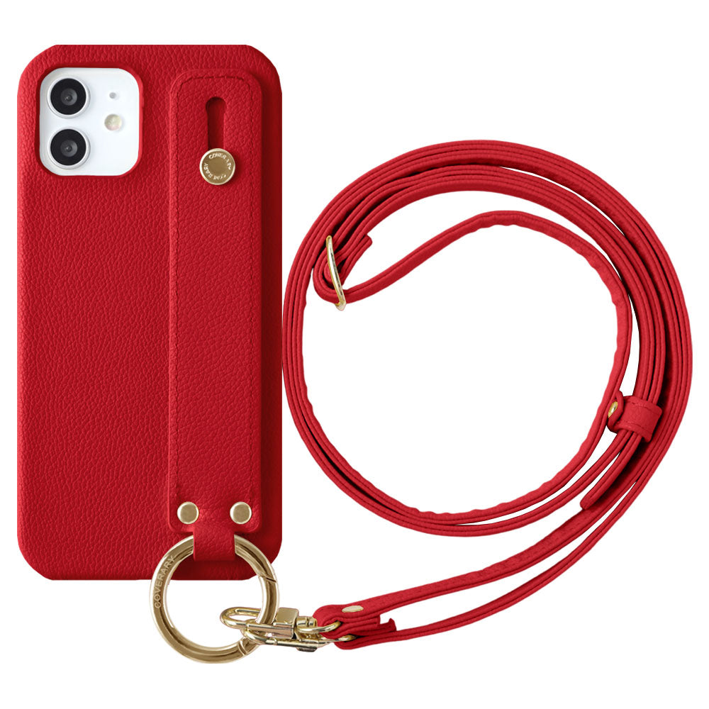 Vegan leather basic leather-style hand belt & shoulder strap attached back case for Xperia series