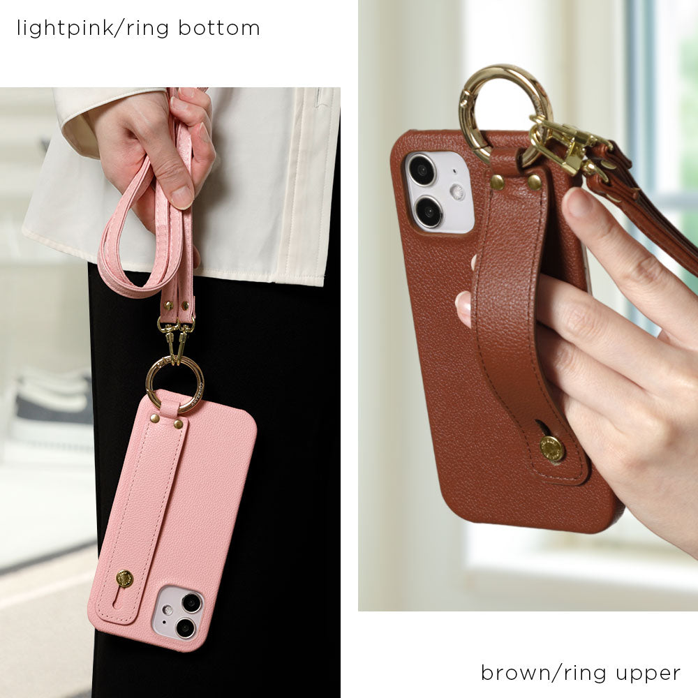 Étui arrière avec ceinture de main et sangle d'épaule en cuir synthétique basique végan pour la série Galaxy