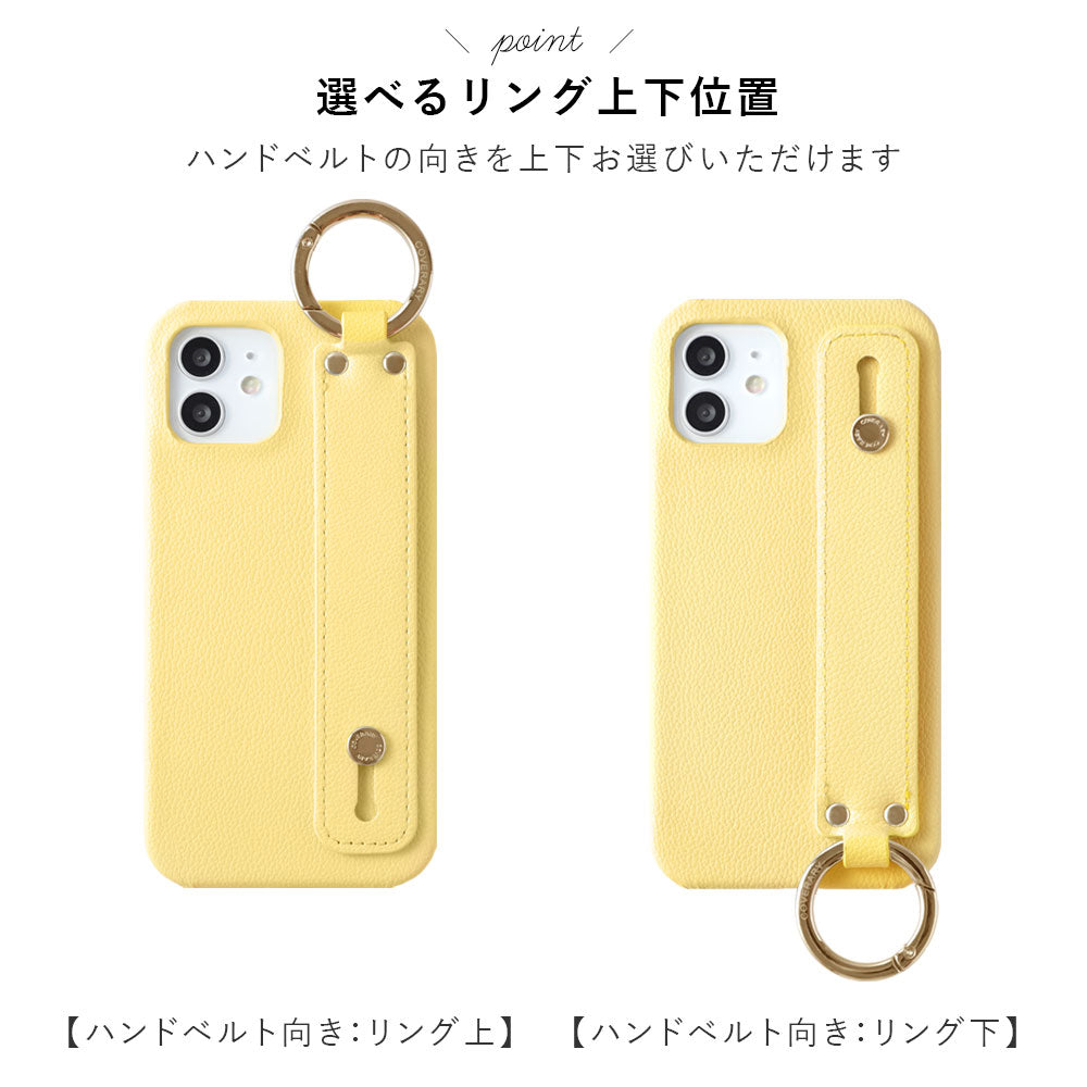 ヴィーガンレザー ベーシック レザー調 ハンドベルト＆ショルダーストラップ付き 背面ケース iPhoneシリーズ