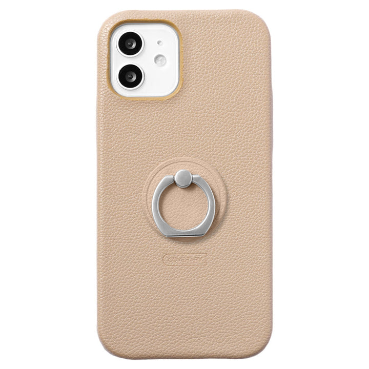 Vegan Leather Basic Leather-Style Smartphone Ring Attached Back Case Xperia Series