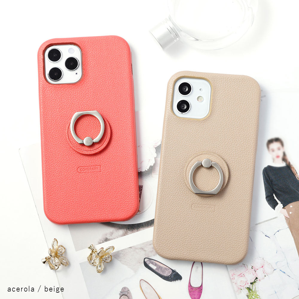 Vegan Leather Basic Leather-Style Smartphone Ring Attached Back Case for Google Pixel Series