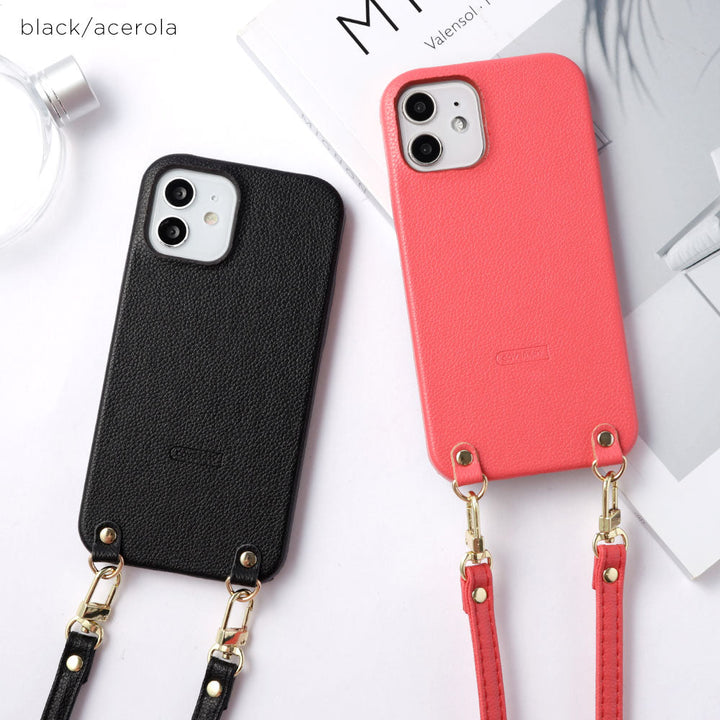 Vegan leather basic leather-style shoulder strap with back case AQUOS series