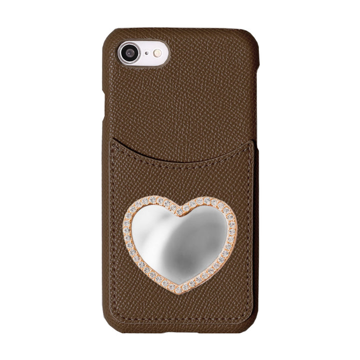 Étui arrière en pierre avec miroir et poche smiley basique en cuir végan