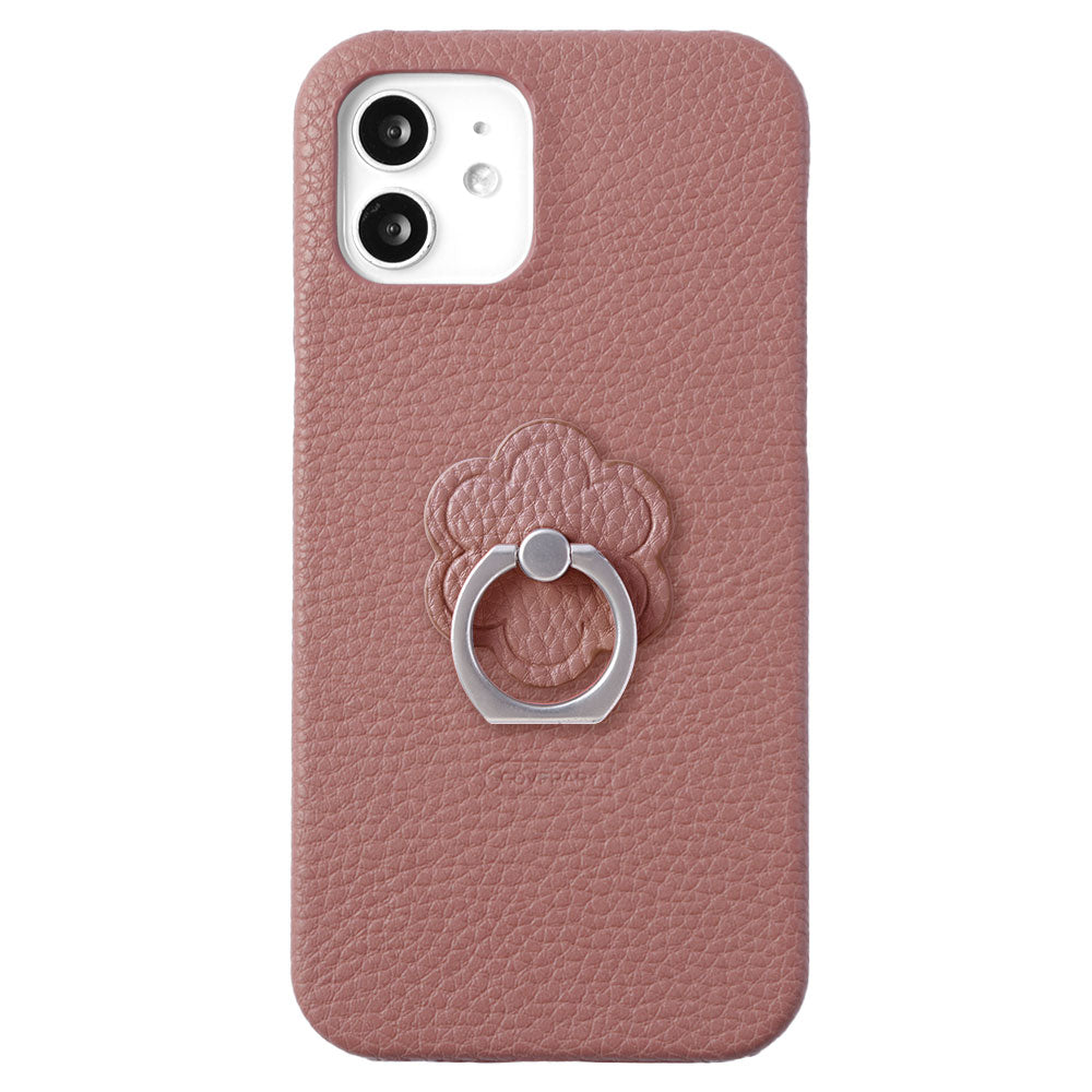 Étui arrière avec anneau pour smartphone en cuir végan texturé couleur fumée avec motif floral pour la série Google Pixel