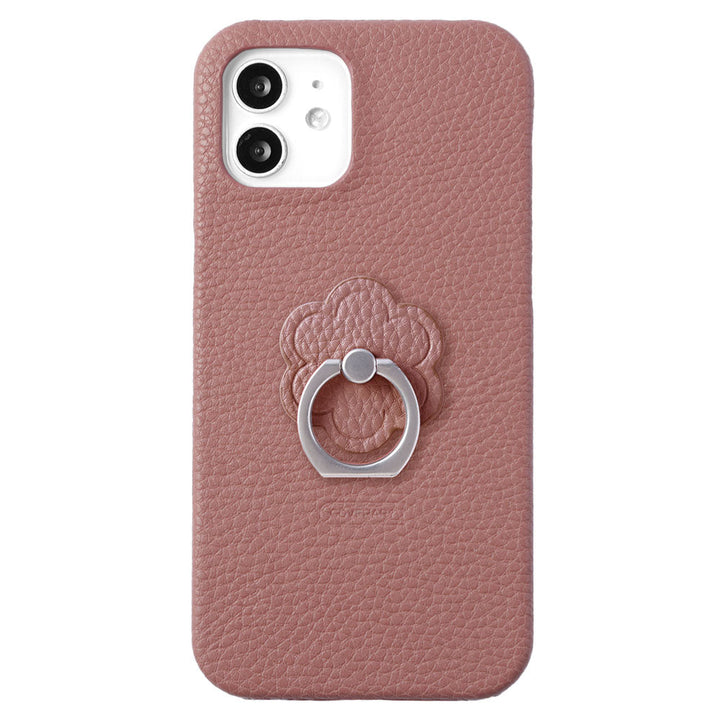 Étui arrière avec anneau pour smartphone en cuir végan texturé couleur fumée avec motif floral pour la série Google Pixel