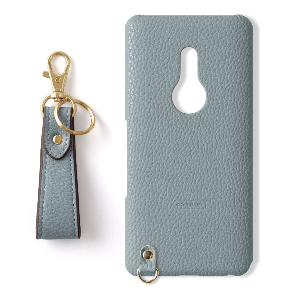 Vegan leather textured smoky color with finger strap back case for iPhone series