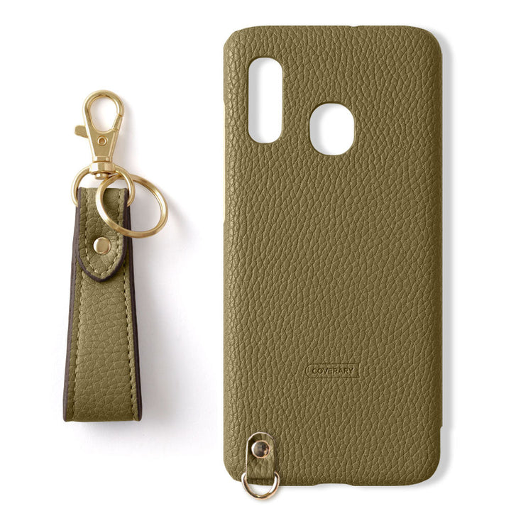 Vegan leather textured smoky color with finger strap back case Galaxy series