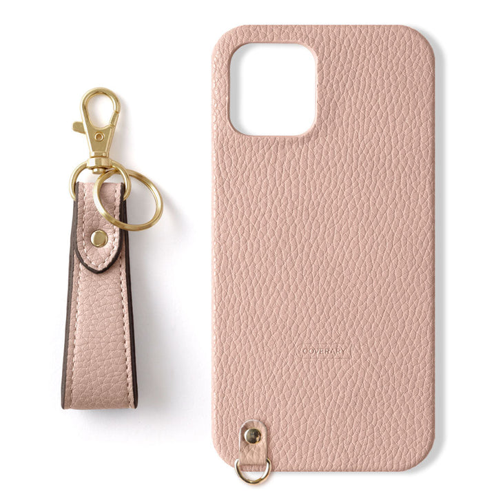 Vegan leather textured smoky color with finger strap back case for iPhone series