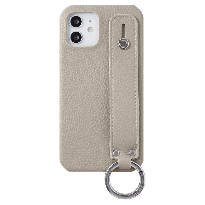 Vegan leather textured smoky color with hand strap back case AQUOS series