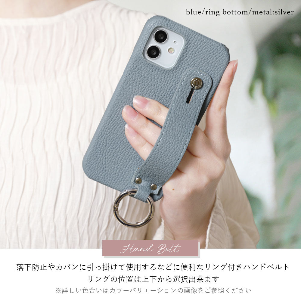 Vegan leather textured smoky color with hand strap back case AQUOS series