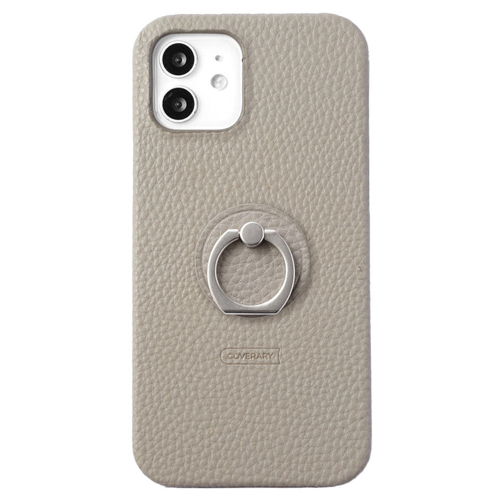 Vegan leather textured smoky color back case with smartphone ring AQUOS series