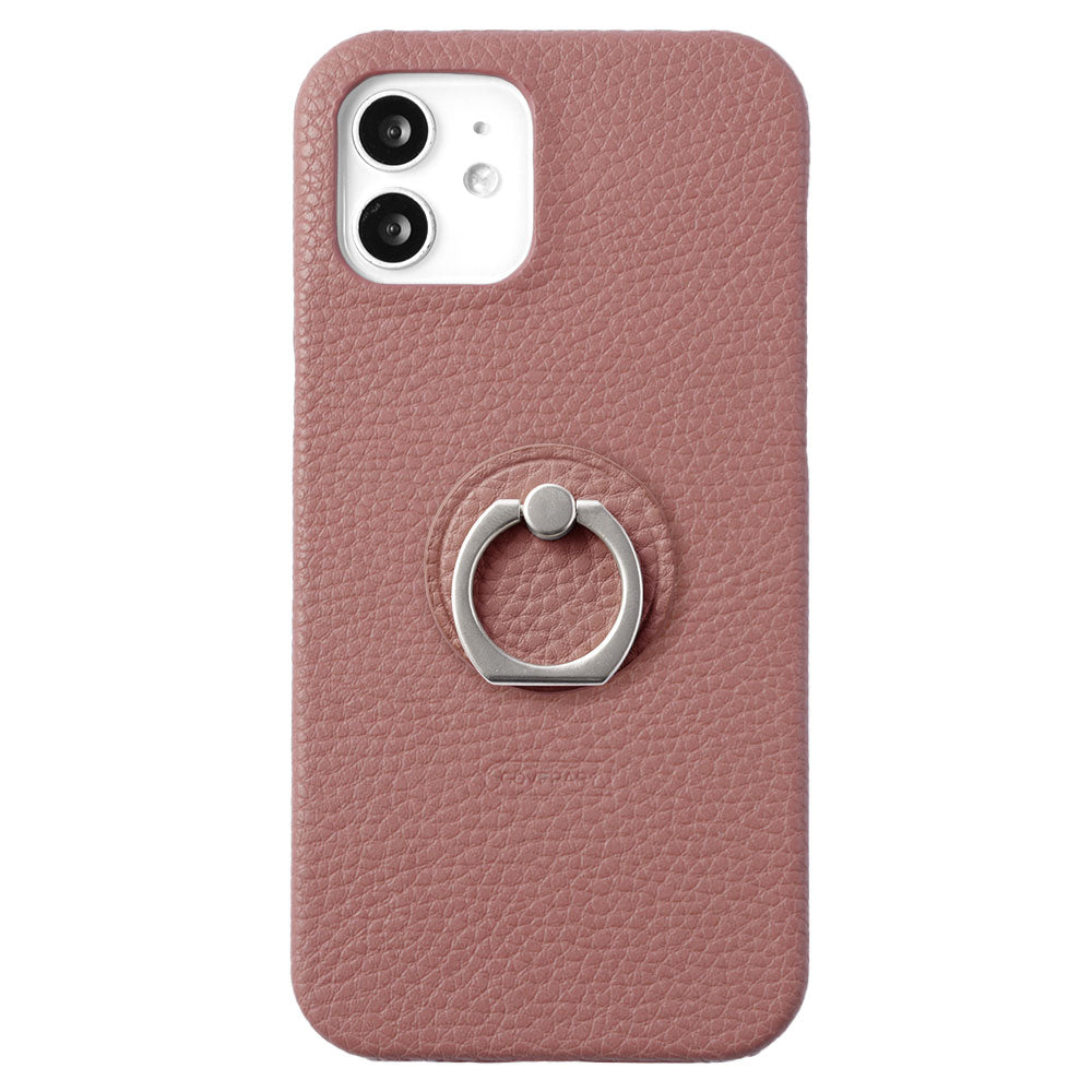 Vegan leather textured smoky color smartphone ring attached back case Xperia series