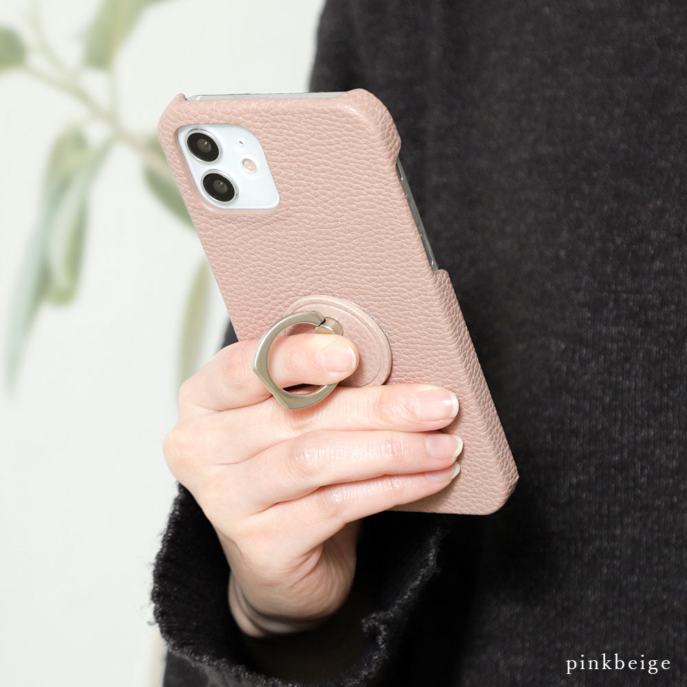 Vegan leather textured smoky color back case with smartphone ring Galaxy series