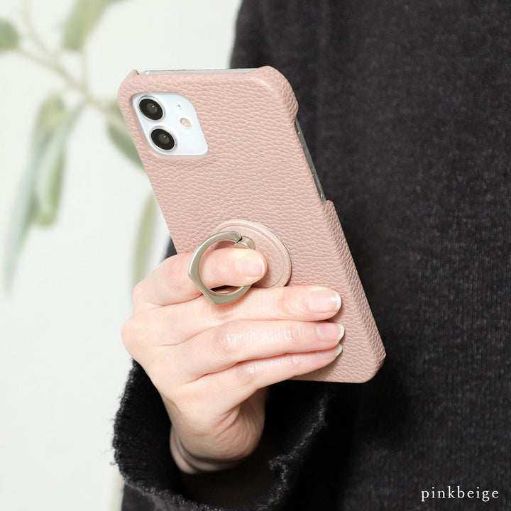 Vegan leather textured smoky color back case with smartphone ring Galaxy series
