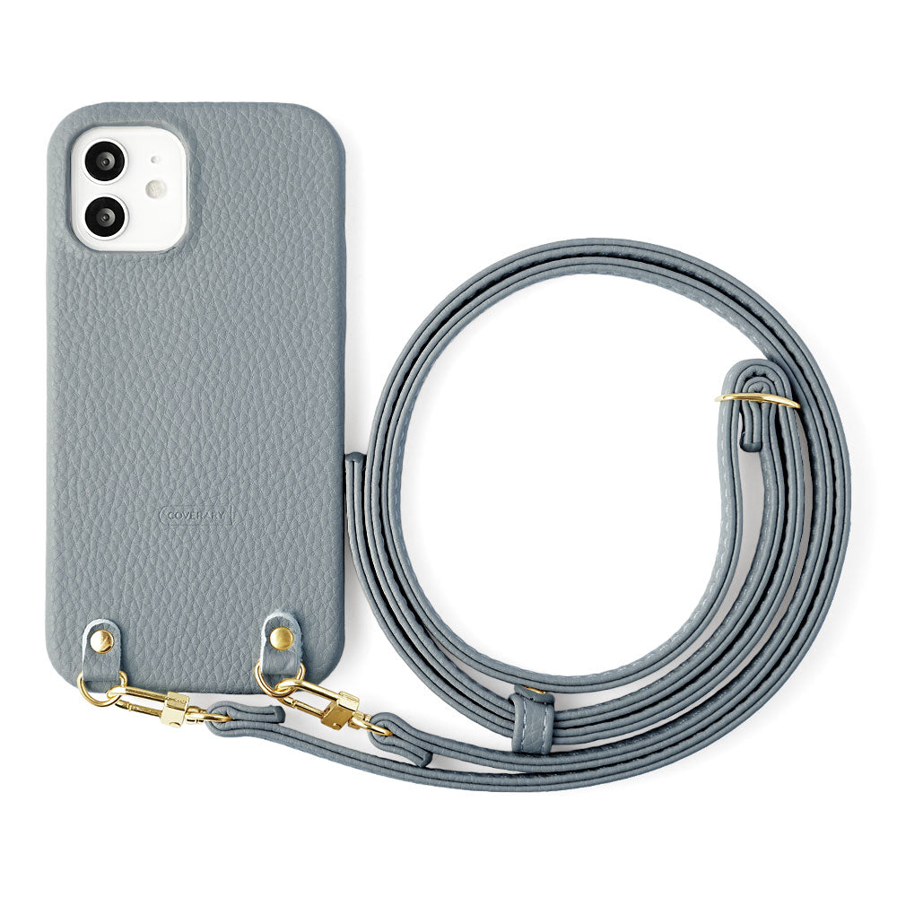 Étui arrière avec sangle d'épaule, cuir végan texturé, couleur fumée, série Xperia