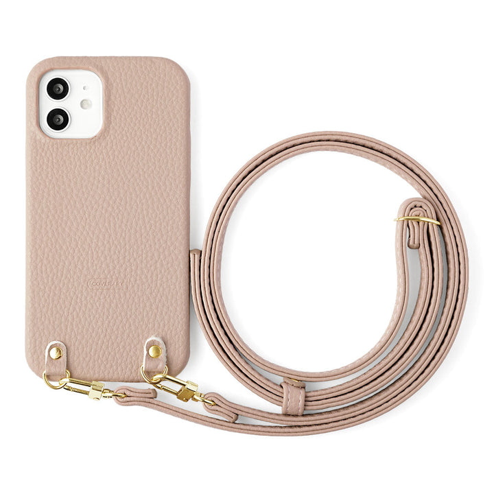 Vegan leather textured smoky color with shoulder strap back case for iPhone series