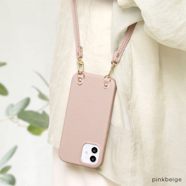 Vegan leather textured smoky color with shoulder strap back case for iPhone series