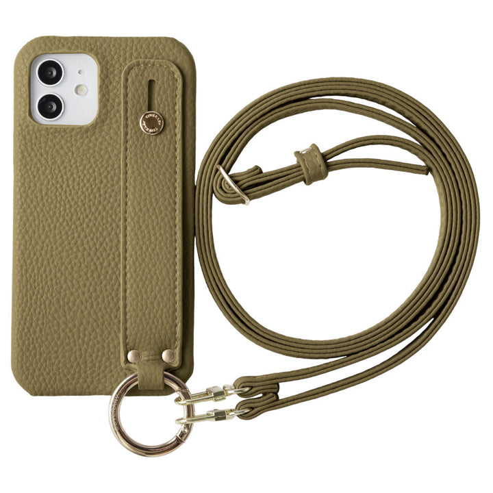 Cuir végan texturé couleur fumée avec poignée et bandoulière, coque arrière pour la série Galaxy