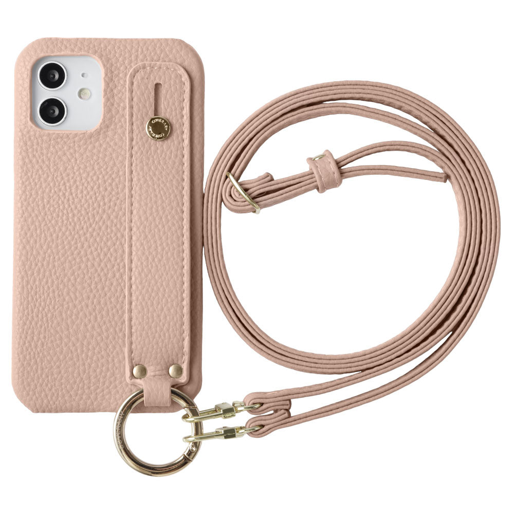 Cuir végan texturé couleur fumée avec poignée et bandoulière, coque arrière pour la série Galaxy