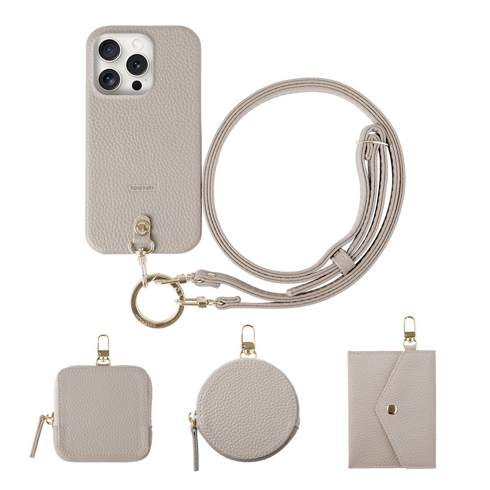 Cuir végan avec texture grainée, bandoulière et mini pochette au choix, coque arrière pour la série Galaxy