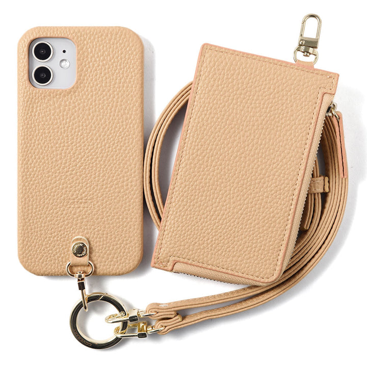 Vegan leather textured shoulder strap & fragment case included back case AQUOS series