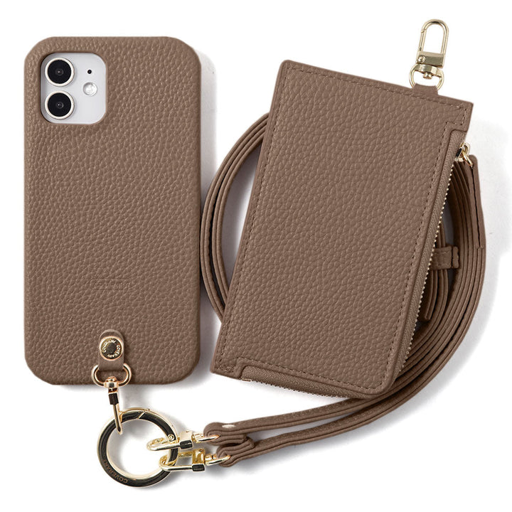 Vegan leather textured shoulder strap & fragment case included back case Galaxy series