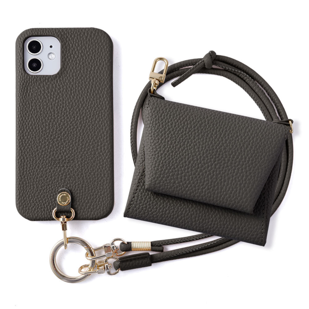 Vegan leather textured shoulder strap & multi-case included back case