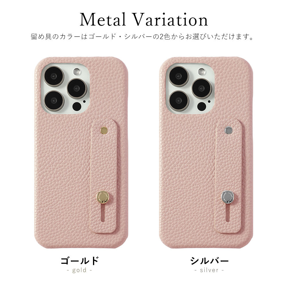 Vegan leather textured finish with finger belt back case for iPhone series