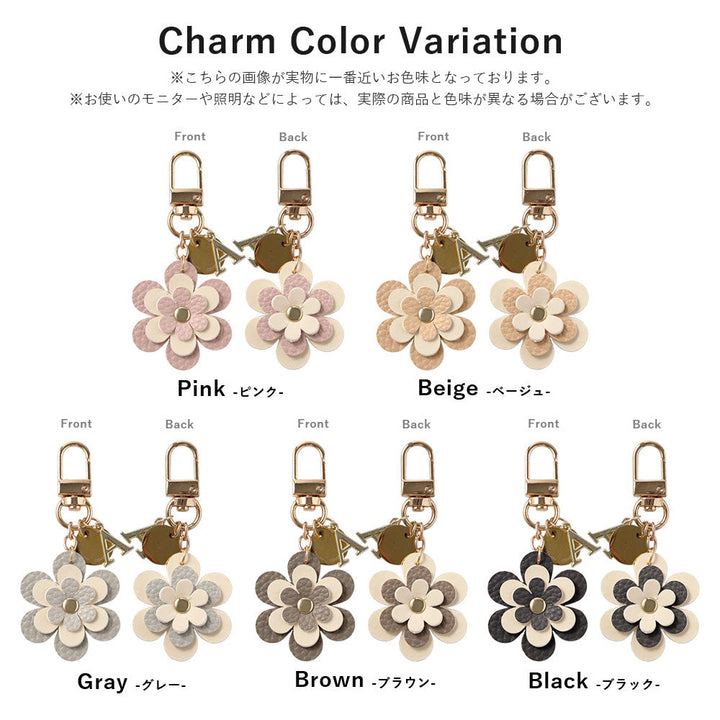 Cuir végan embossé Charm fleur Médaille Décoration initiale Coque arrière