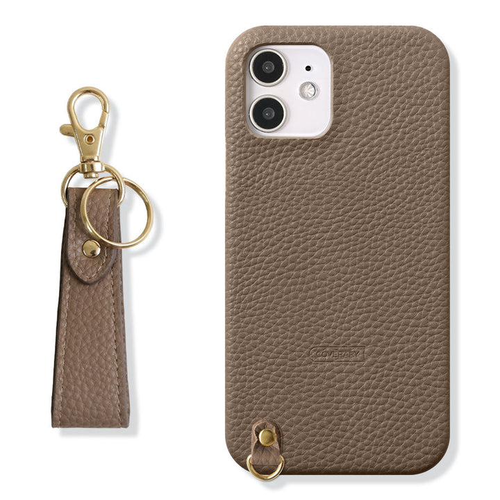 Vegan leather textured finish with finger strap back case for iPhone series