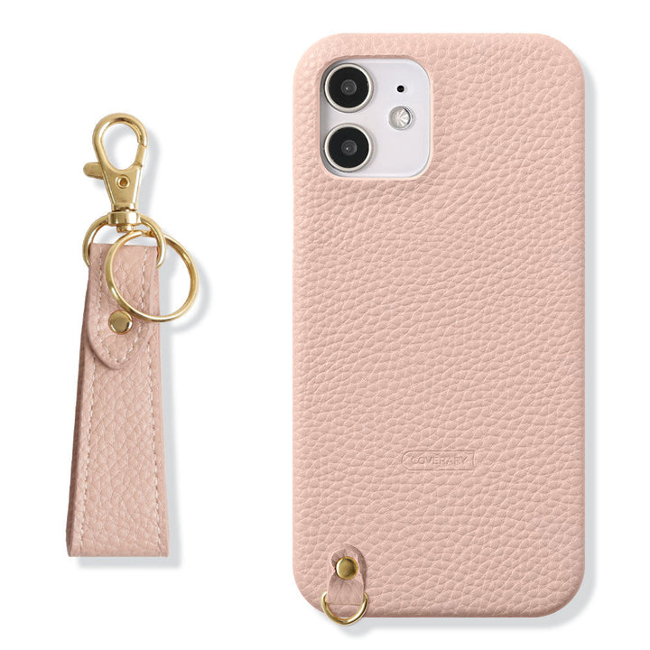 Vegan leather textured finish with finger strap back case for iPhone series