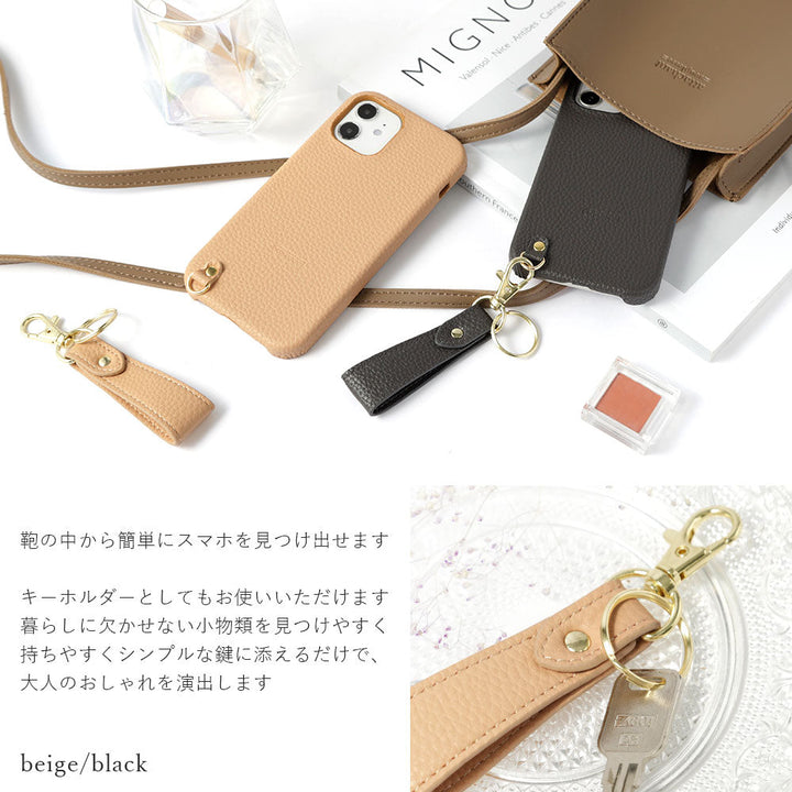 Vegan leather textured finish with finger strap back case for iPhone series