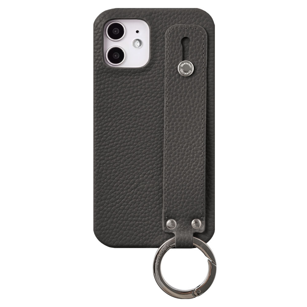 Vegan leather with embossed texture, hand strap attached, back case for Galaxy series