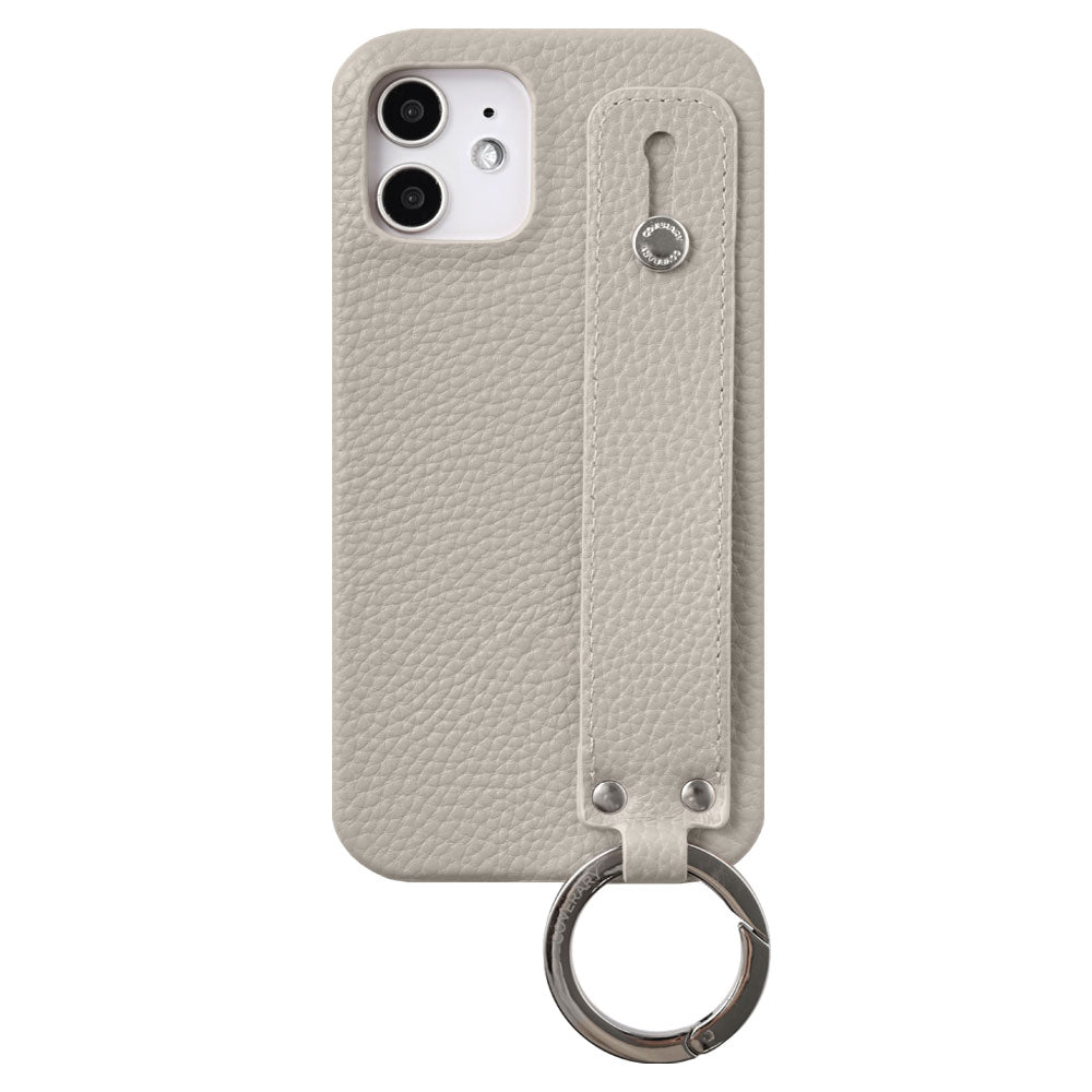 Vegan leather with embossed texture, hand strap attached, back case for Galaxy series