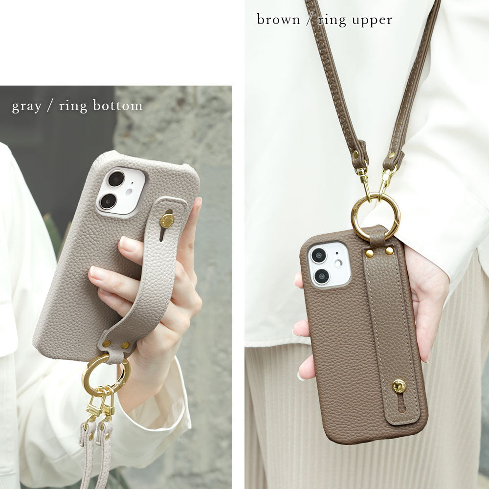 Vegan leather textured hand belt & shoulder strap attached back case