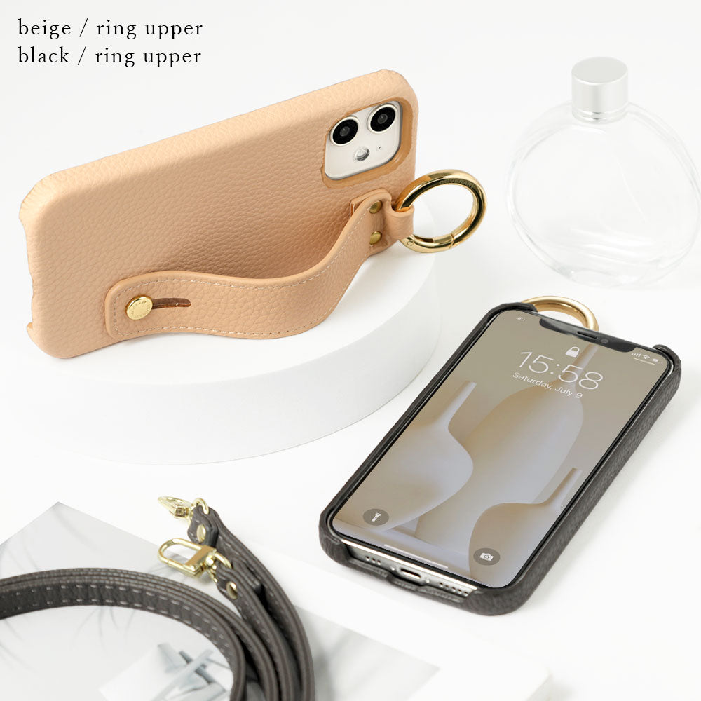 Étui arrière avec ceinture de main et sangle d'épaule en cuir végan texturé pour la série Xperia