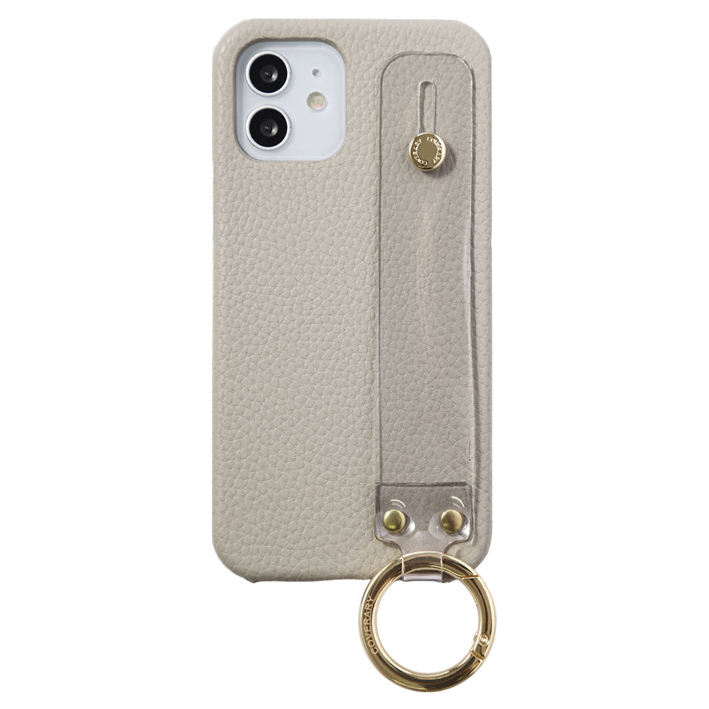 Cuir végan embossé avec sangle de main en matériau transparent, coque arrière pour la série Xperia