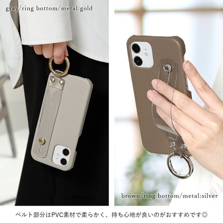 Cuir végan embossé avec sangle de main en matériau transparent, coque arrière pour la série Xperia