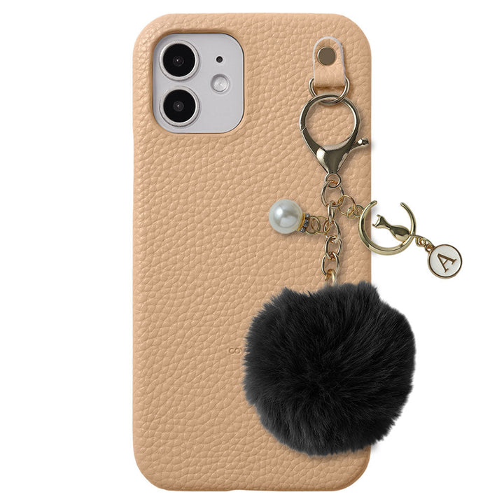 Charm initial Luna Pearl en cuir végan texturé, coque arrière