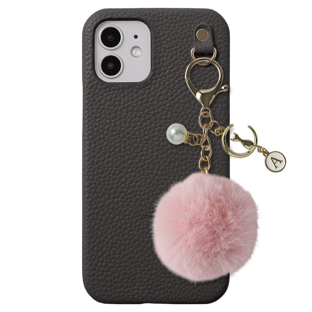 Charm initial Luna Pearl en cuir végan texturé, coque arrière