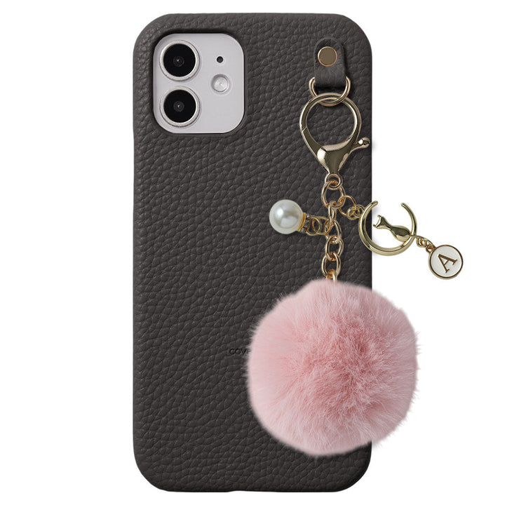 Charm initial Luna Pearl en cuir végan texturé, coque arrière