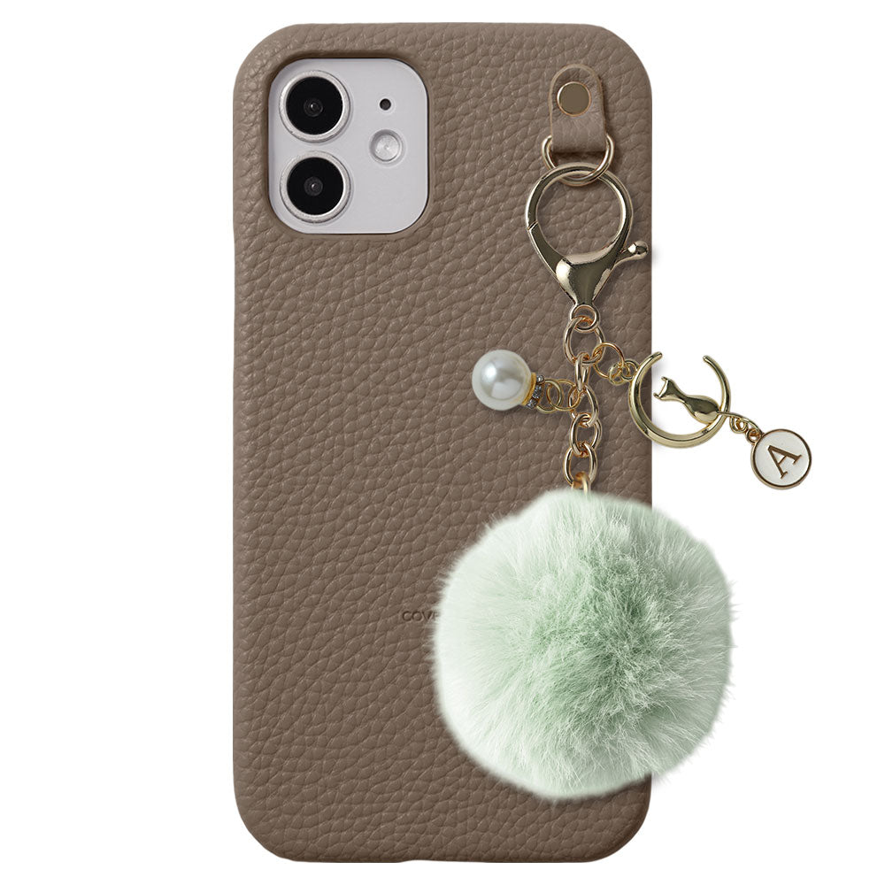 Charm initial Luna Pearl en cuir végan texturé, coque arrière