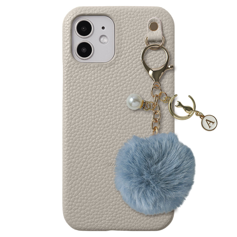 Charm initial Luna Pearl en cuir végan texturé, coque arrière