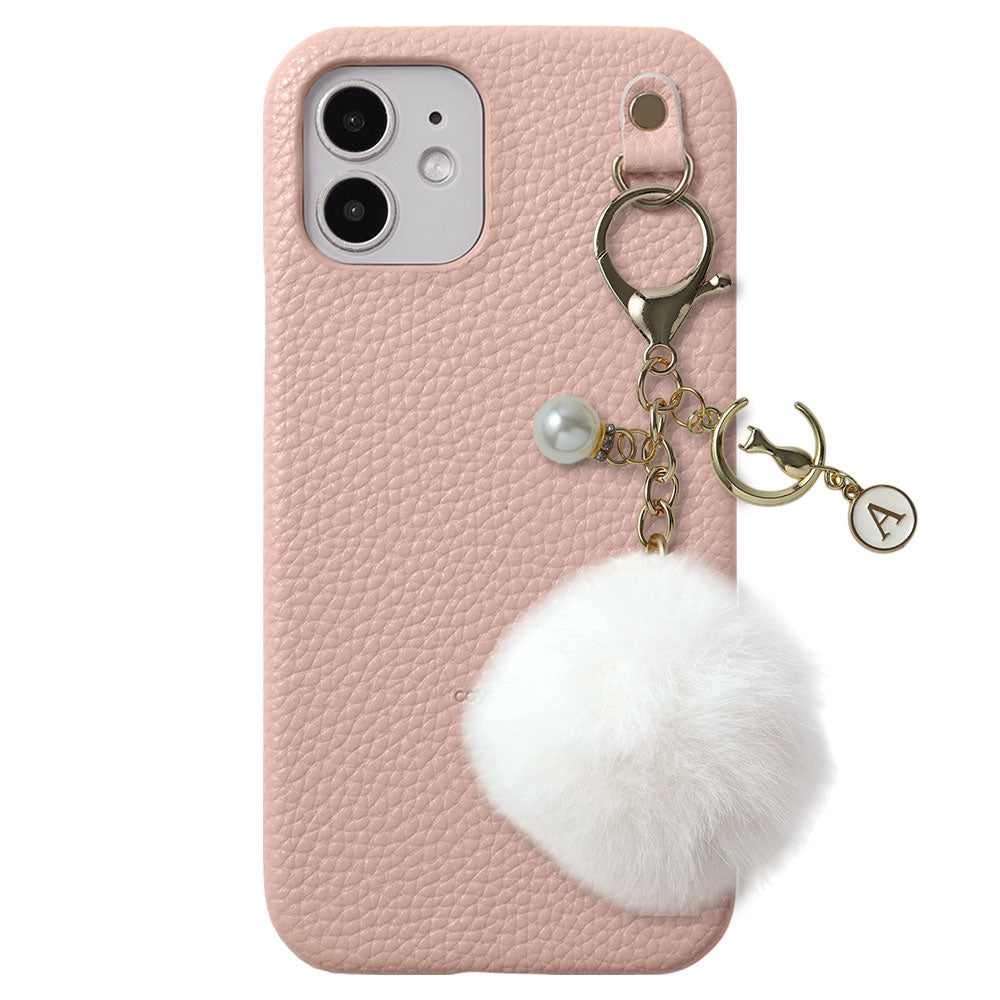 Charm initial Luna Pearl en cuir végan texturé, coque arrière