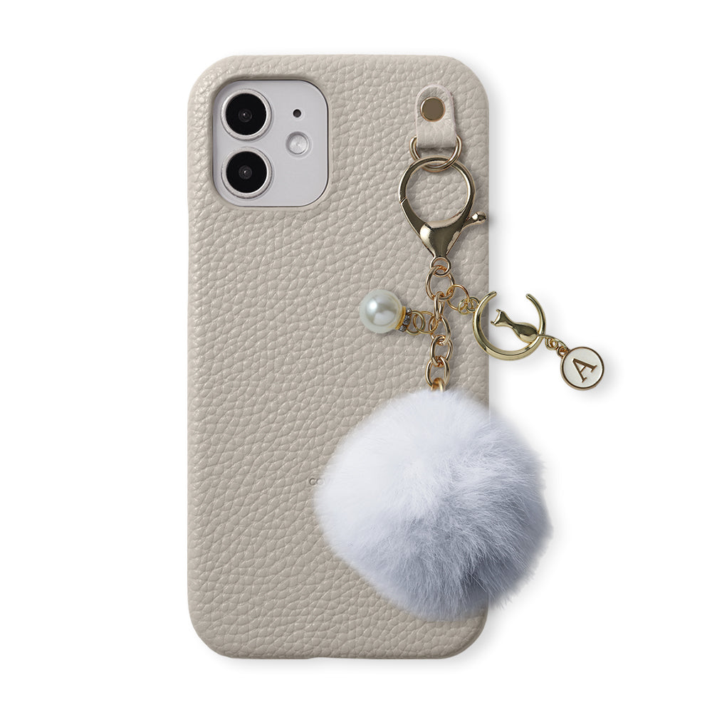 Charm initial Luna Pearl en cuir végan texturé, coque arrière