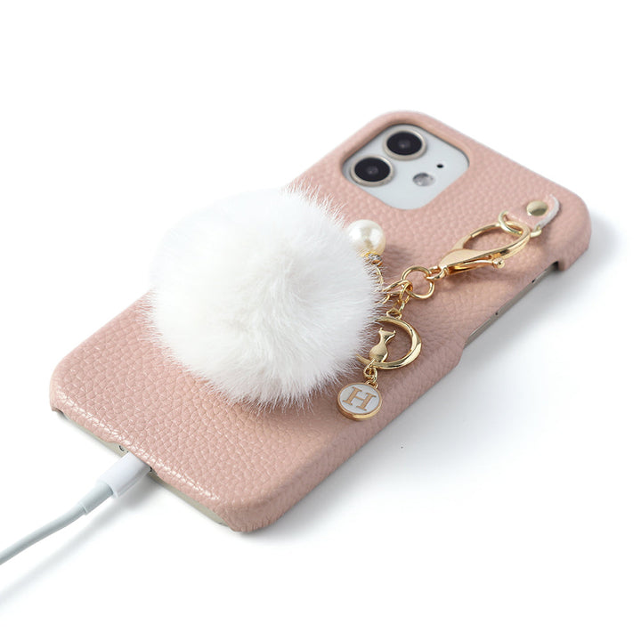 Charm initial Luna Pearl en cuir végan texturé, coque arrière