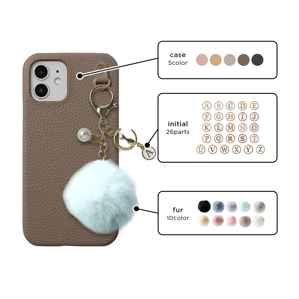 Charm initial Luna Pearl en cuir végan texturé, coque arrière