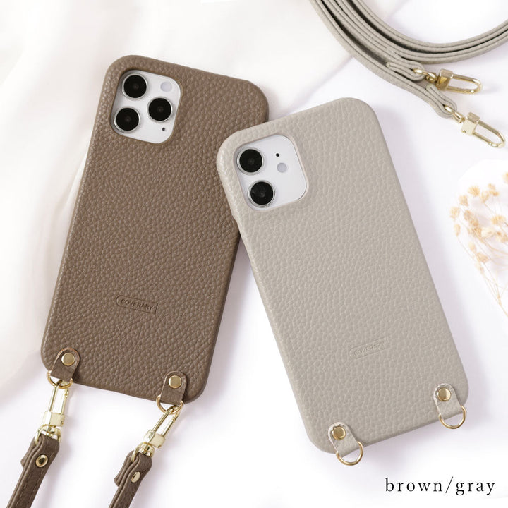 Vegan leather with embossed texture, shoulder strap included, back case for AQUOS series